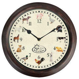 Esschert Design Nástenné hodiny so zvukmi poľnohospodárskych zvierat