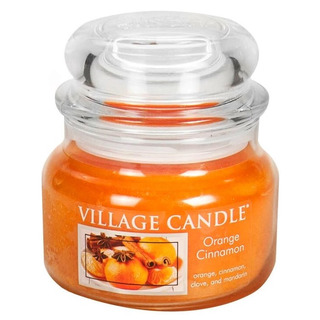 Village Candle Malá vôňa sviečka v sklenenej oranžovej škorice 262G - oranžová a škorica