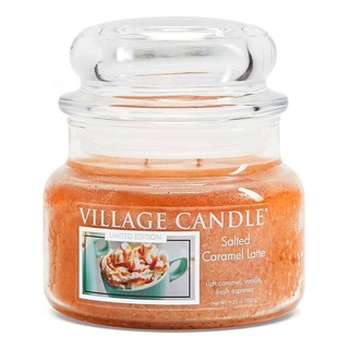 Village Candle Malá vonná sviečka v skle Salted Caramel Latte 262g