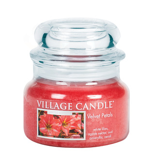Village Candle Malá voňavá sviečka v sklenených zamatových lístkoch 262g - zamatové kvety